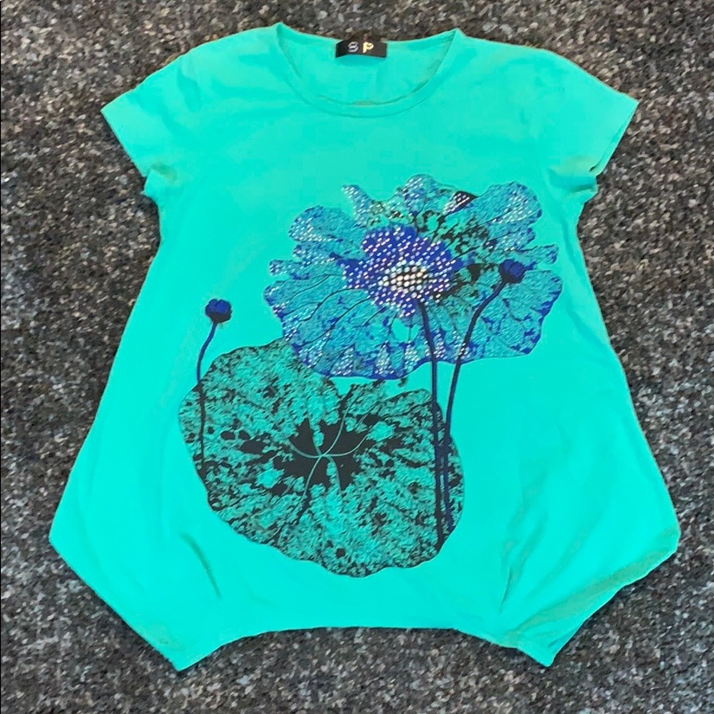 Turquoise Women’s Floral Blouse/Top